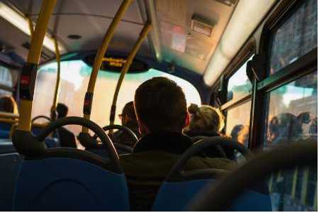 Night bus stop with kiosk